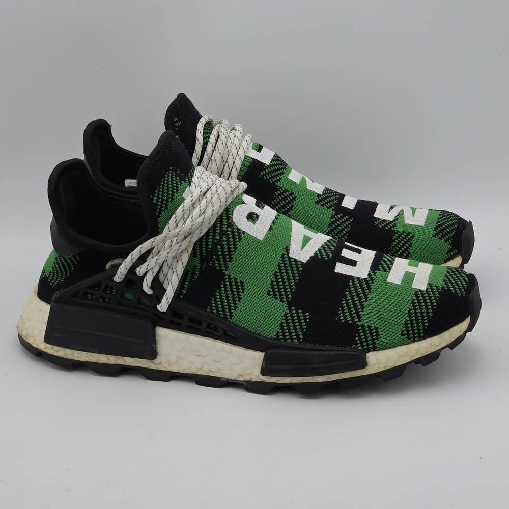 Adidas Pharrell x Billionaire Boys Club NMD Hu Trail Green Plaid Sneakers - Picture 3 of 9